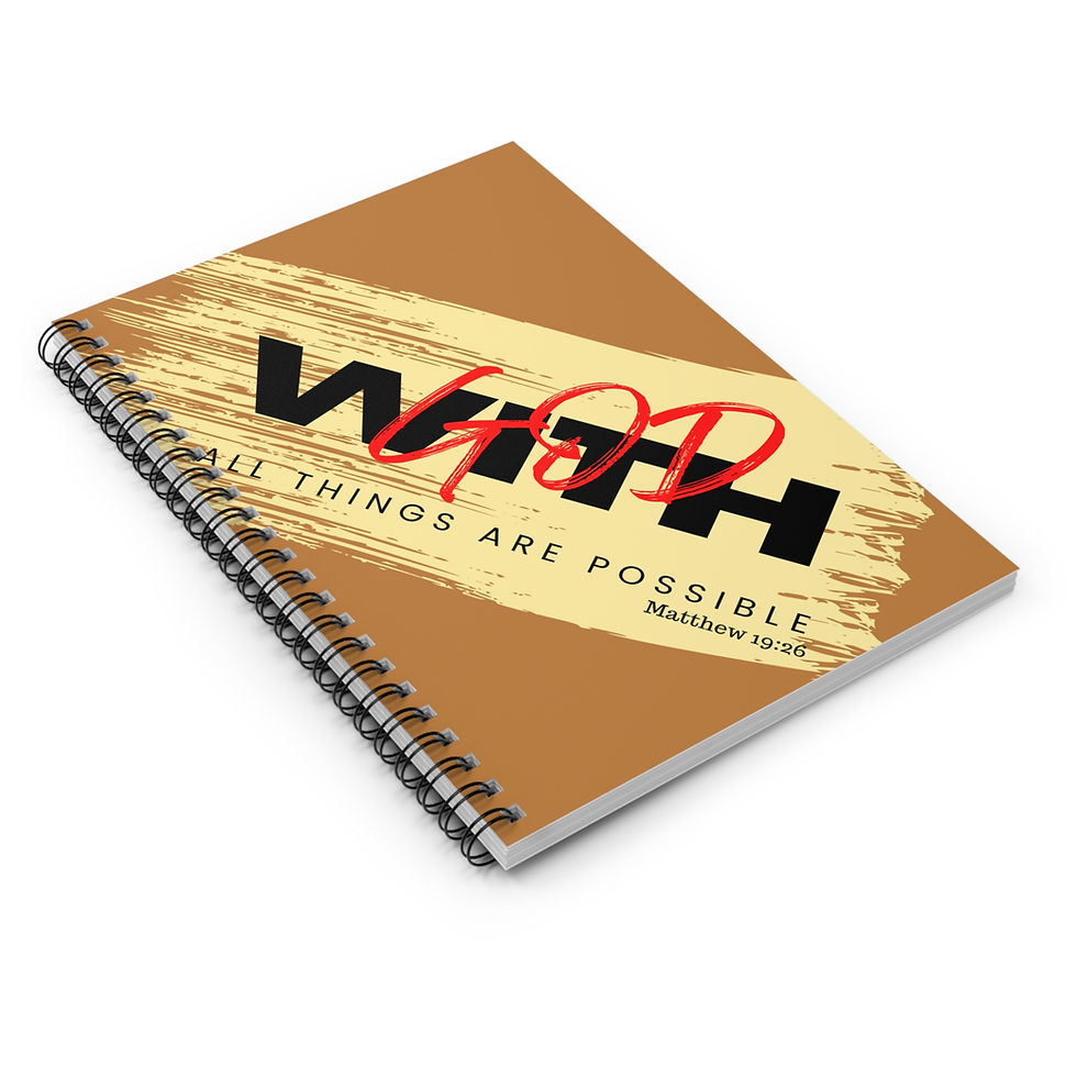 Thumbnail: With God.....Light Brown Spiral Notebook - Ruled Line