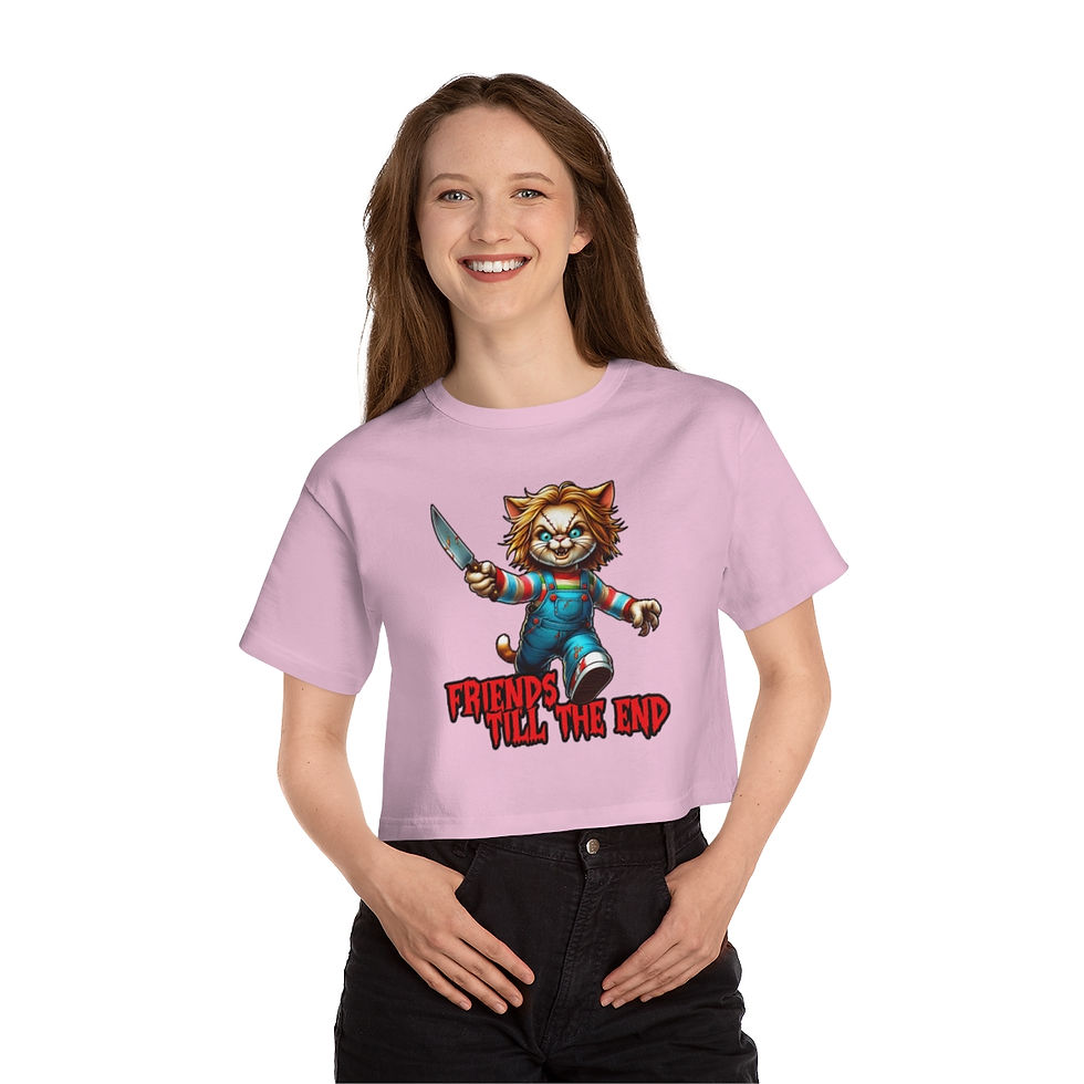 Thumbnail: Chucky Cat Confessions Champion Women's Heritage Cropped T-Shirt