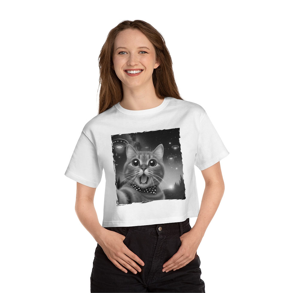 Thumbnail: Space Cat Champion Women's Heritage Cropped T-Shirt