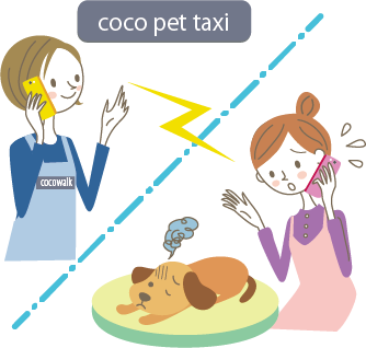 ペットが病気になって、ココペットタクシーに電話をかける女性