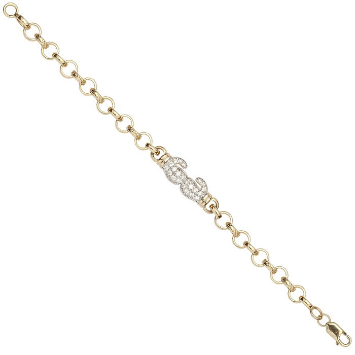 9kt yellow gold CZ boxing glove baby belcher bracelet