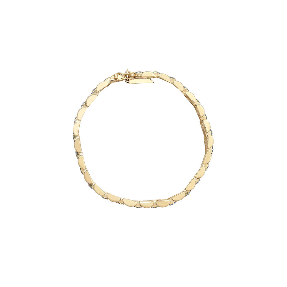 Thumbnail: 9kt yellow gold kids 12mm blue brickwork bracelet