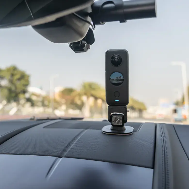 Thumbnail: Insta360 camera with dash cam mount on car windshield Johannesburg