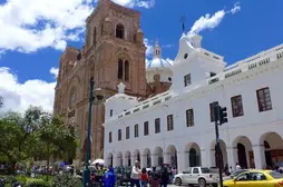 cuenca downtown view of the cathedral from parque Calderon