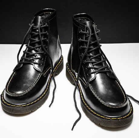 Thumbnail: Men's High-Top Cowhide Martin Trendy Tooling Boots