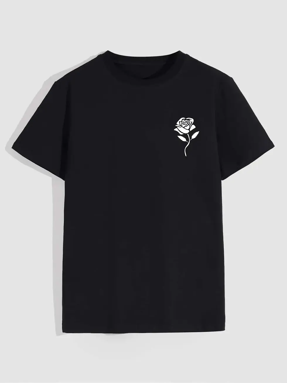 Thumbnail: Men's Casual Crew Neck Rose Print T-Shirt (Regular/Oversize)