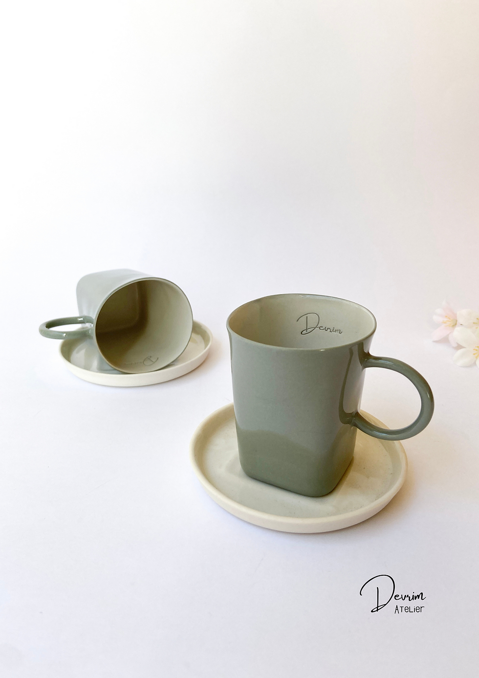 El yapımı tasarım porselen Türk Kahvesi fincan seti