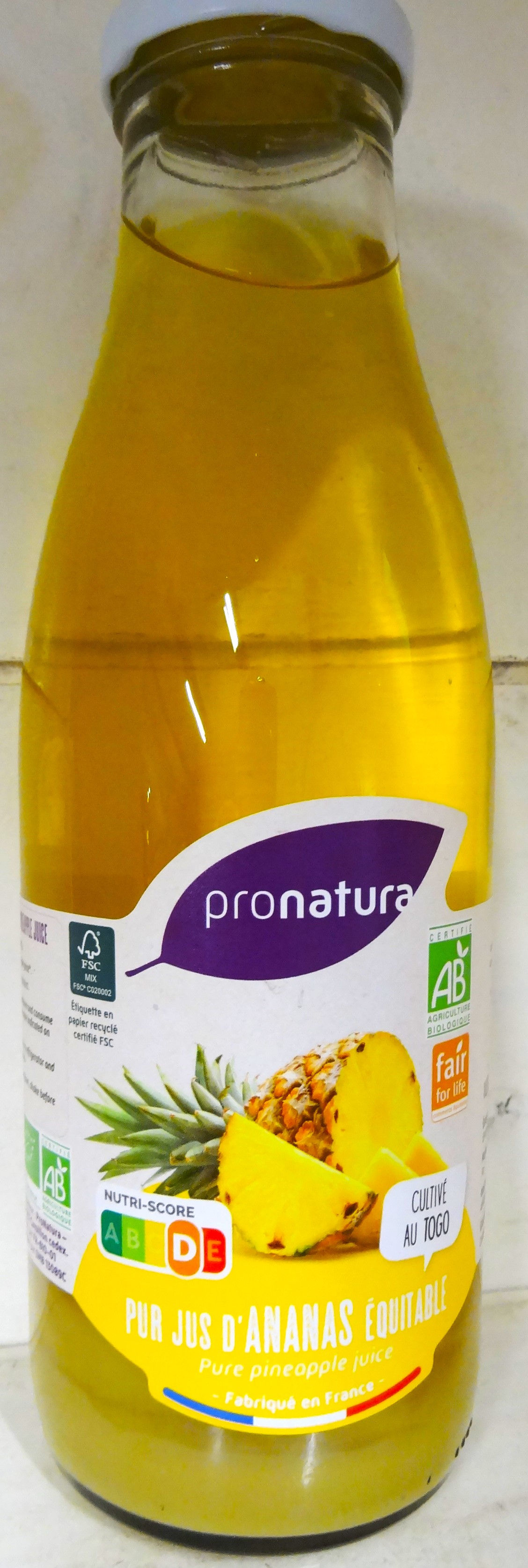 Pur jus d'ananas Pronatura