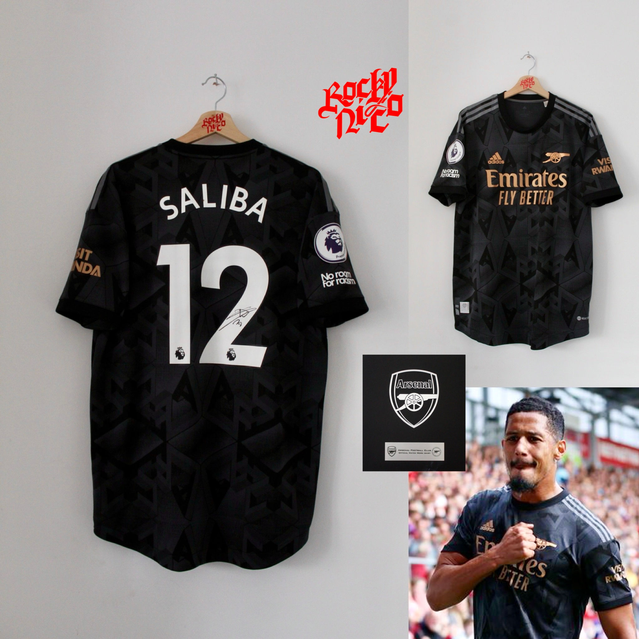 2022-23 Saliba Match Worn + Signed Away Shirt v Brentford *goal shirt*