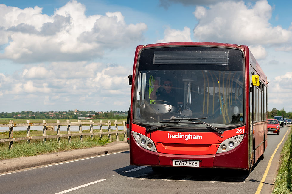 The number seven bus, running between St Osyth and Clacton seafront, on the road.