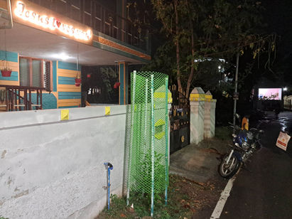 Night view of "Sweet Home" house