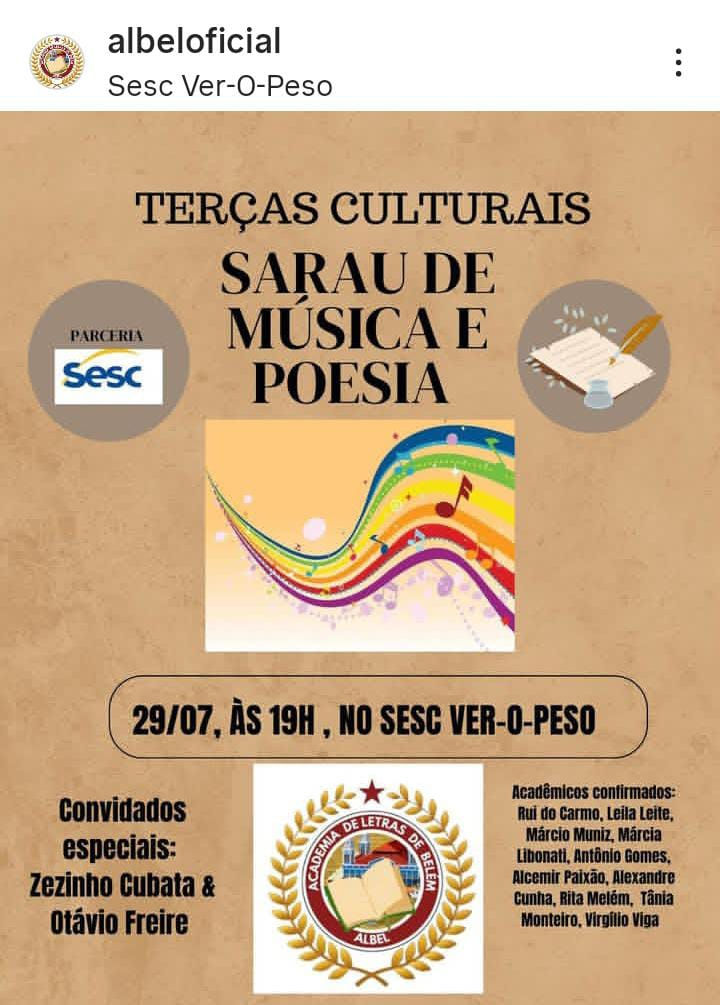 SARAU DE MÚSICA E POESIA - no SESC VER-o-Peso