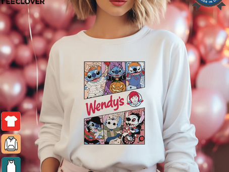 Design Halloween Horror Stitch Characters X Wendy’s Logo Shirt