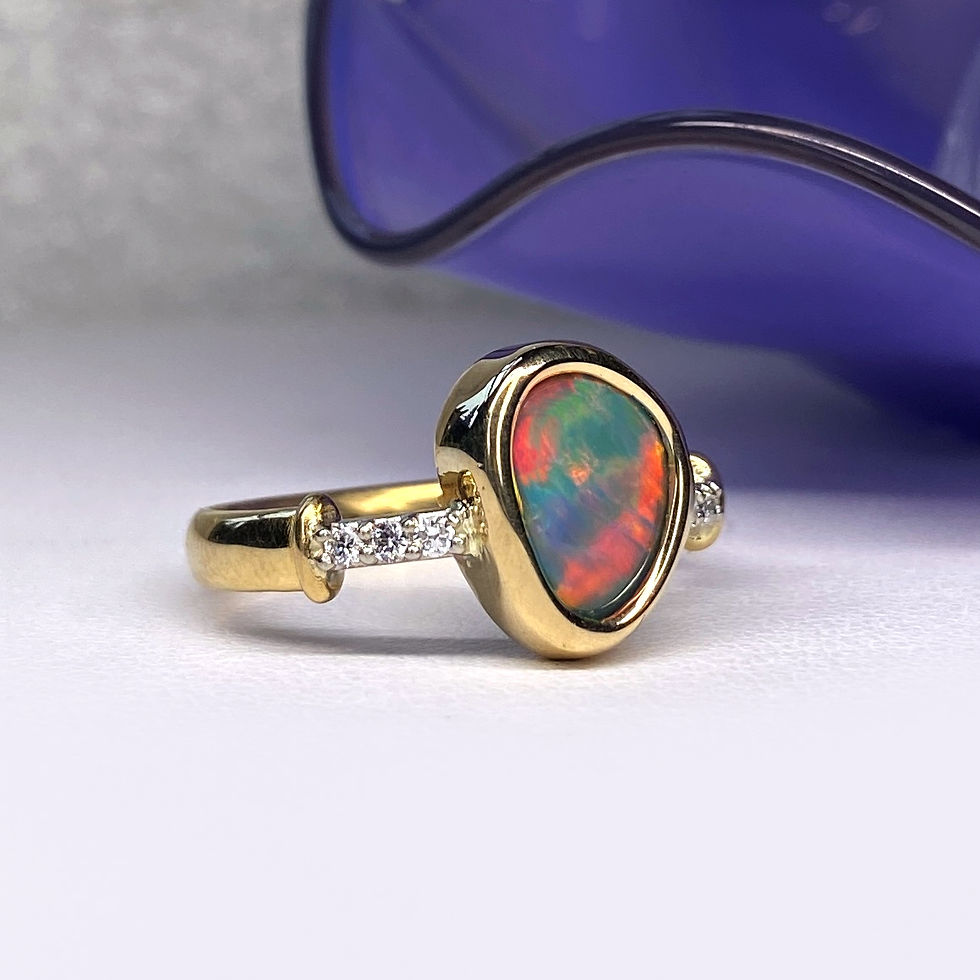 Thumbnail: Black Opal & Diamond Ring