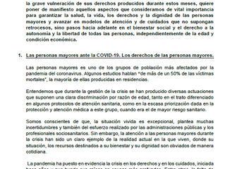 La Mesa Estatal por los Derechos de las Personas Mayores envía al Gobierno sus propuestas para abord
