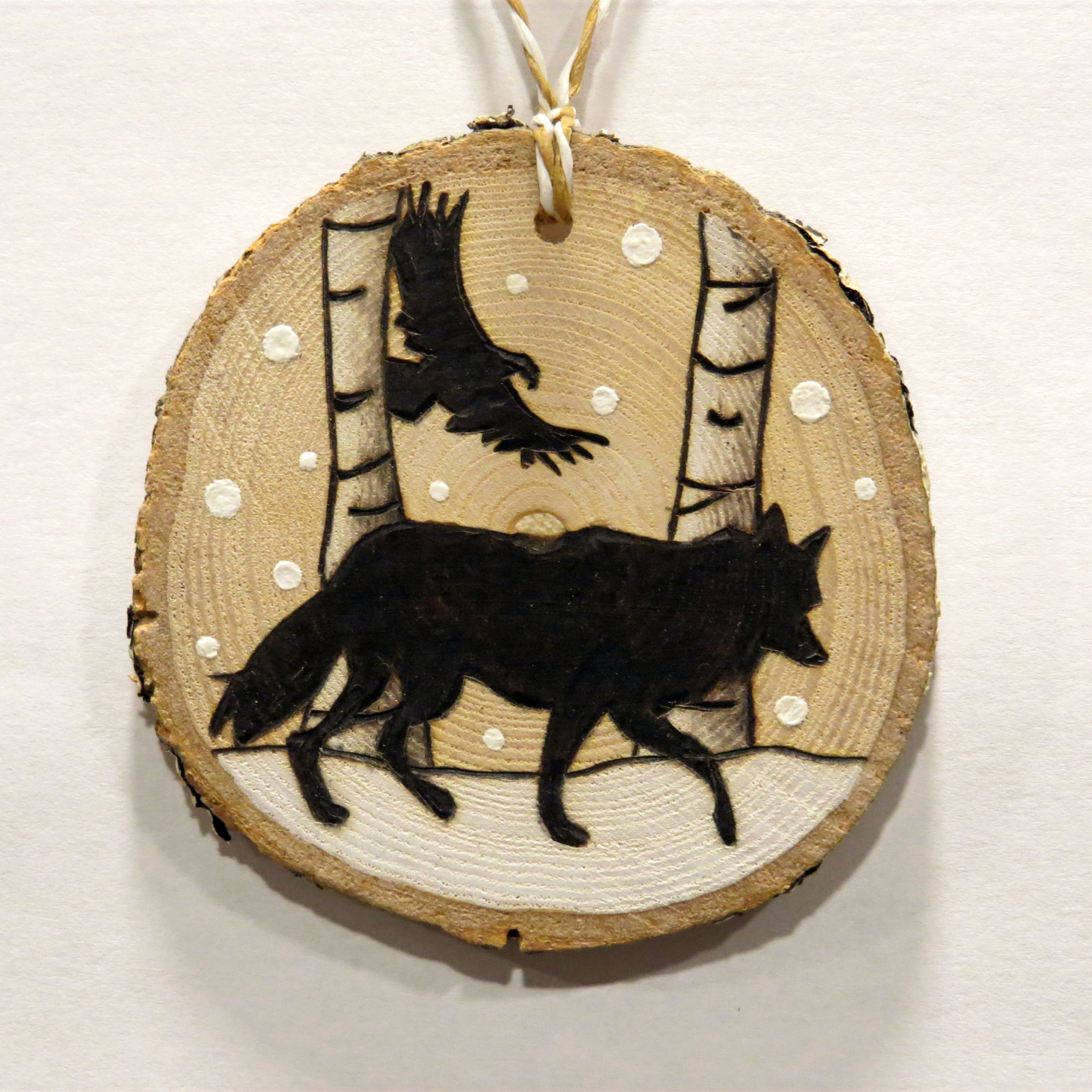 Wolf and Eagle silhouette in Winter Wonderland