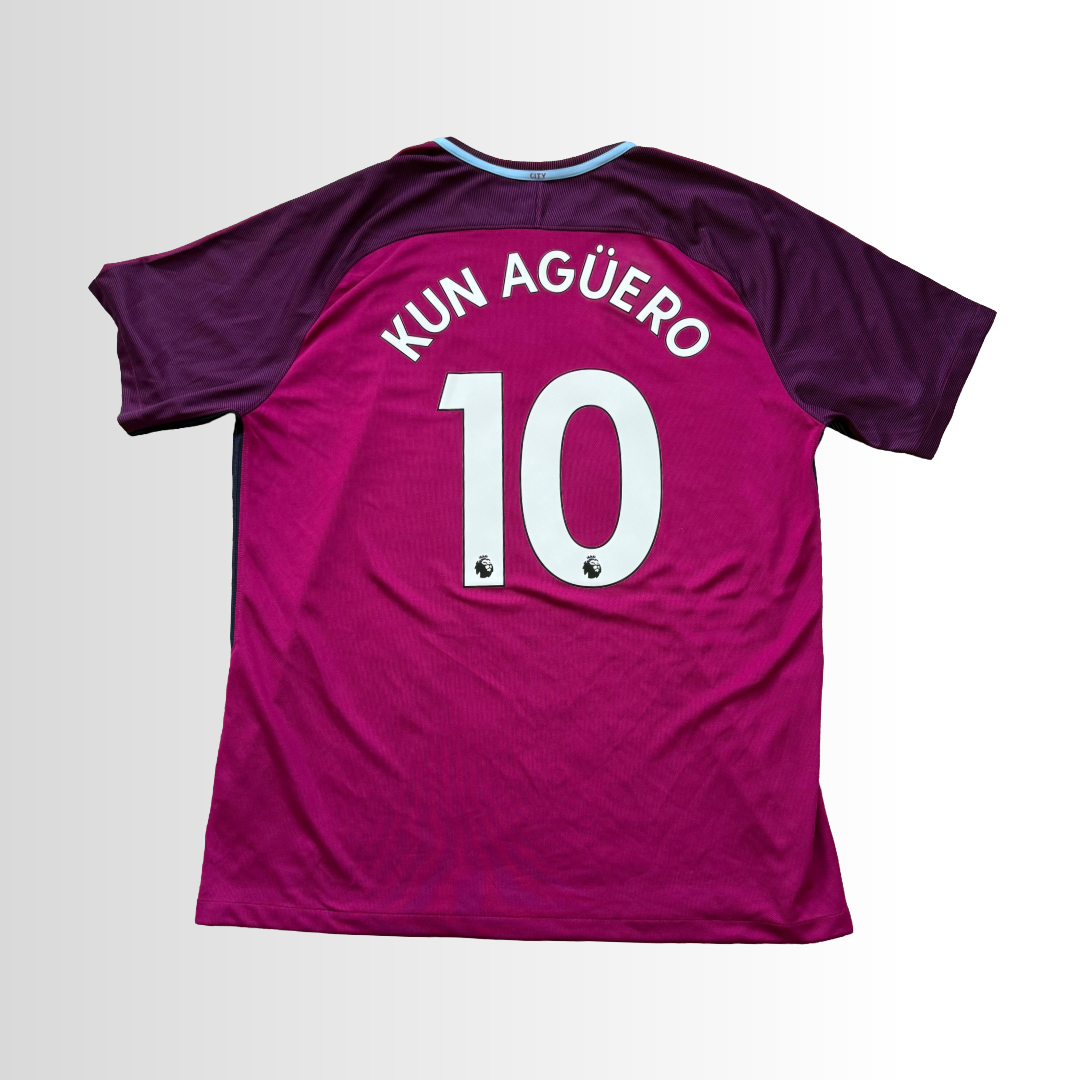 Kun Aguero Manchester City 2017/18 10 2XL Away Shirt with Bee Transfer - Used