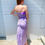 Thumbnail: Women’s Strapless Asymmetrical Lilac Velvet Midi Dress