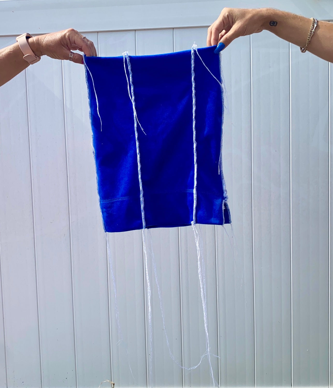 Blue Velvet Overlock Mini Skirt