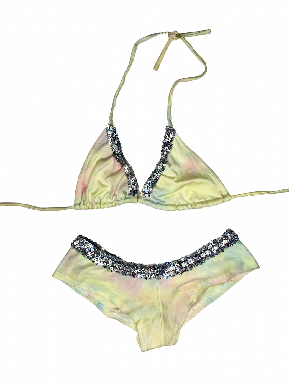Thumbnail: Hand Dyed Sequin Bikini Swimsuit Set