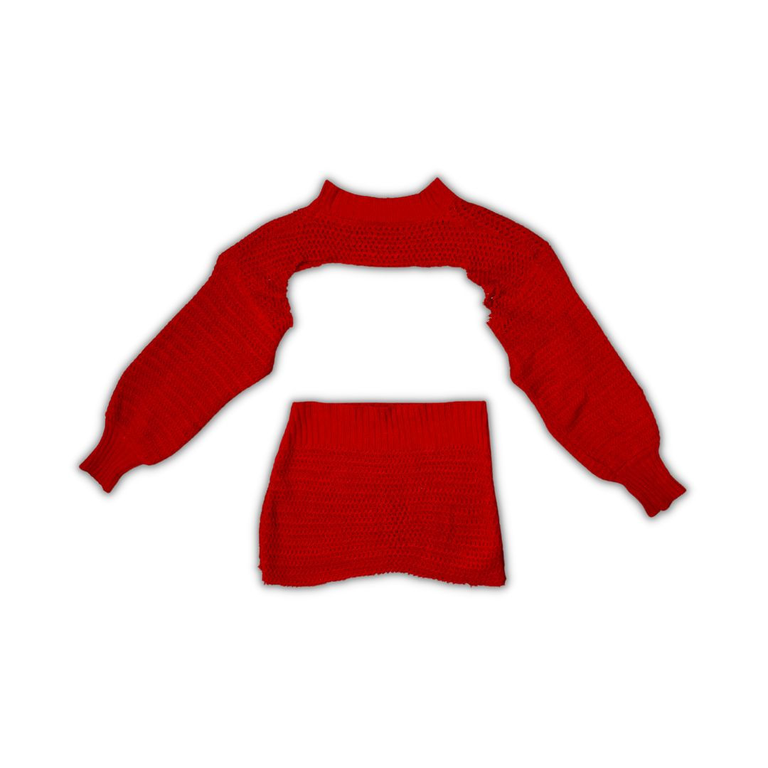 Women's Reworked Sweater Shrug and Skirt Set