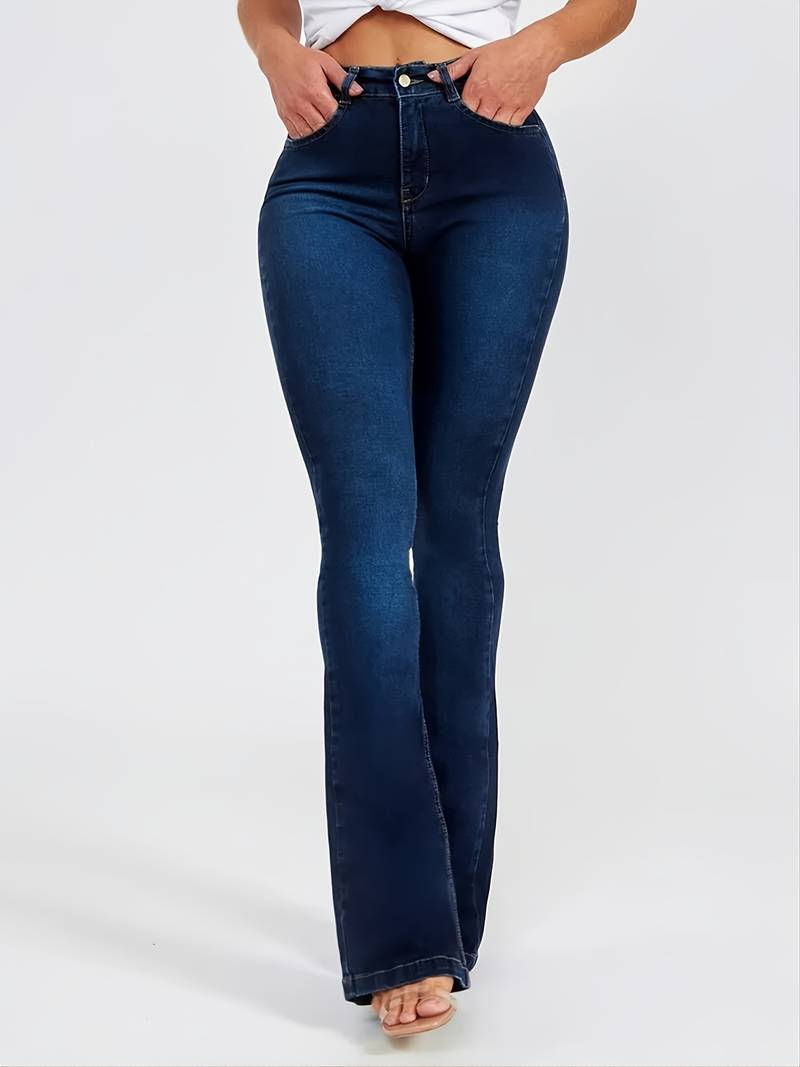 Miniatura: High-Rise Skinny Bell Bottoms Dark Wash Jean Pants