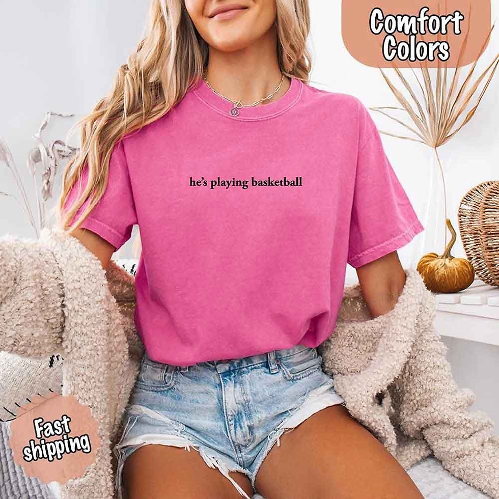 Miniatura: He’s Playing Basketball – Funny Sports Girlfriend Shirt for Women