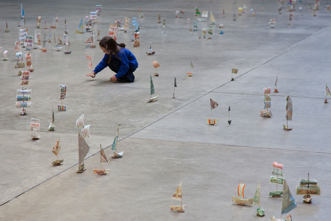 Esme with boats at Tate Turbine ©photo Miles Roberts2013. ©Susan Stockwell .jpg
