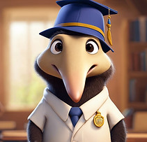 anteater with a PhD cap, Pixar style, fr