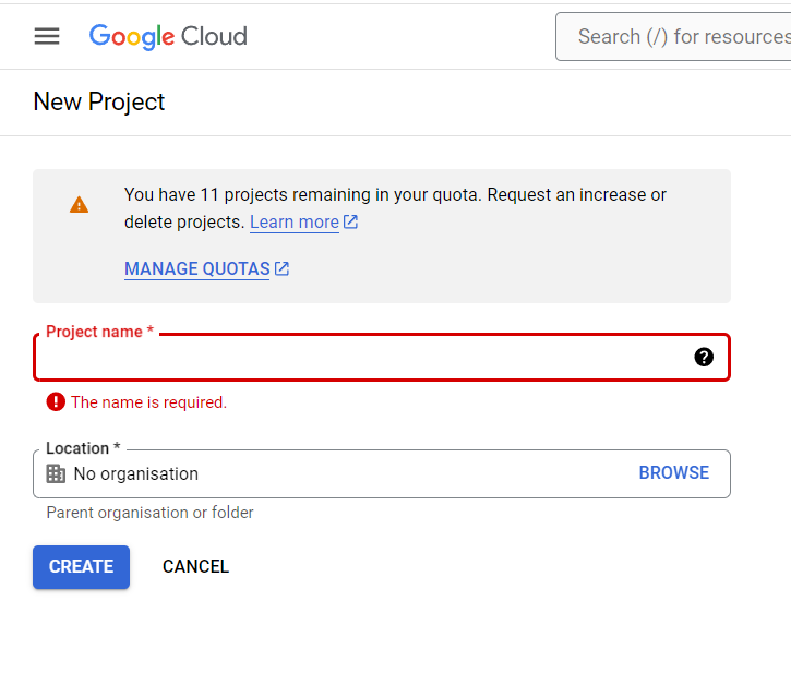 Create a new project