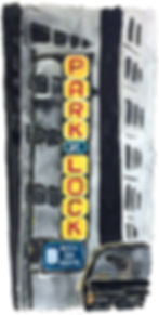 Park n lock and Dodo, 50.8x25cm, mixed media on canvas, 2017