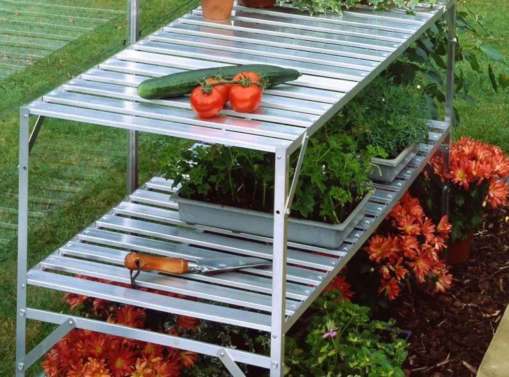 Halls Aluminium 2 Tier Slatted Greenhouse Staging 4ft