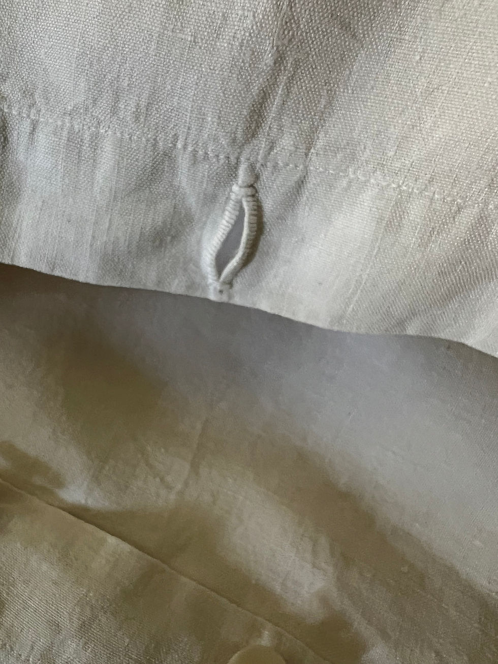 Thumbnail: Antique Pair of Linen Pillowcases with Art Nouveau Monogram and Shell Buttons