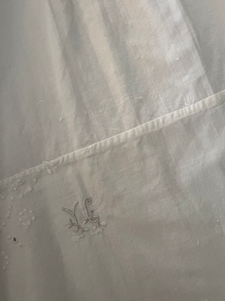 Thumbnail: Vintage French Cotton Chemise Nightshirt with Embroidery and Monograms