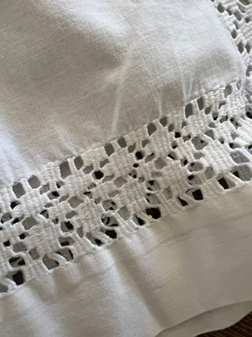 Thumbnail: Vintage French Cotton Chemise with Whitework Embroidery and Lemon Yellow Buttons