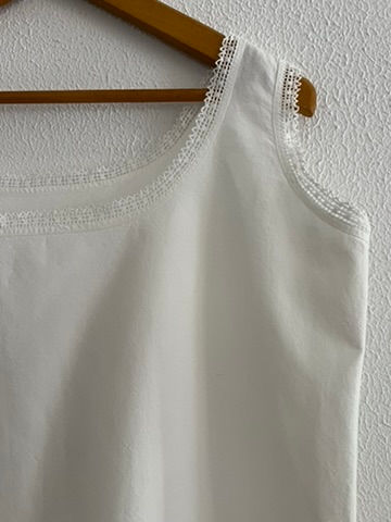 Thumbnail: Vintage Cotton slip with Lace Trim to Neck and Armholes with Shell Buttons