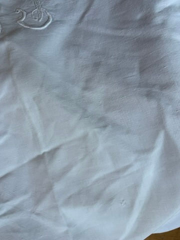 Thumbnail: Imperfect Vintage French Cotton Sheet with White Monogram CP GP