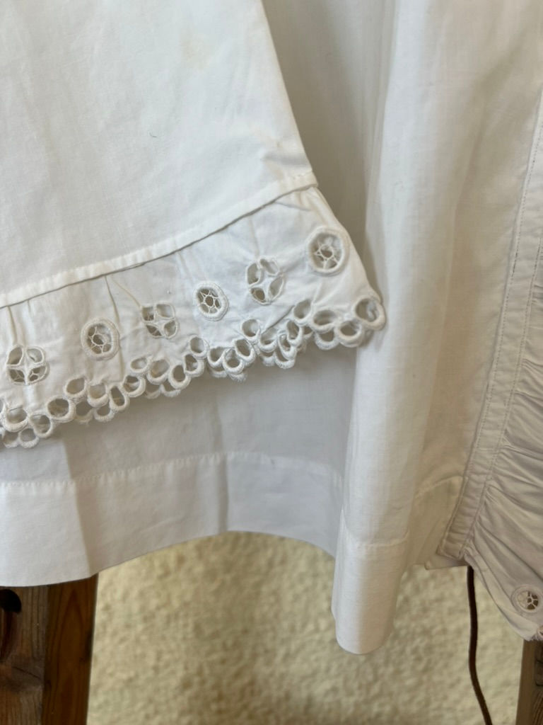 Thumbnail: Antique French Cotton Embroidered Ruffle Chemise