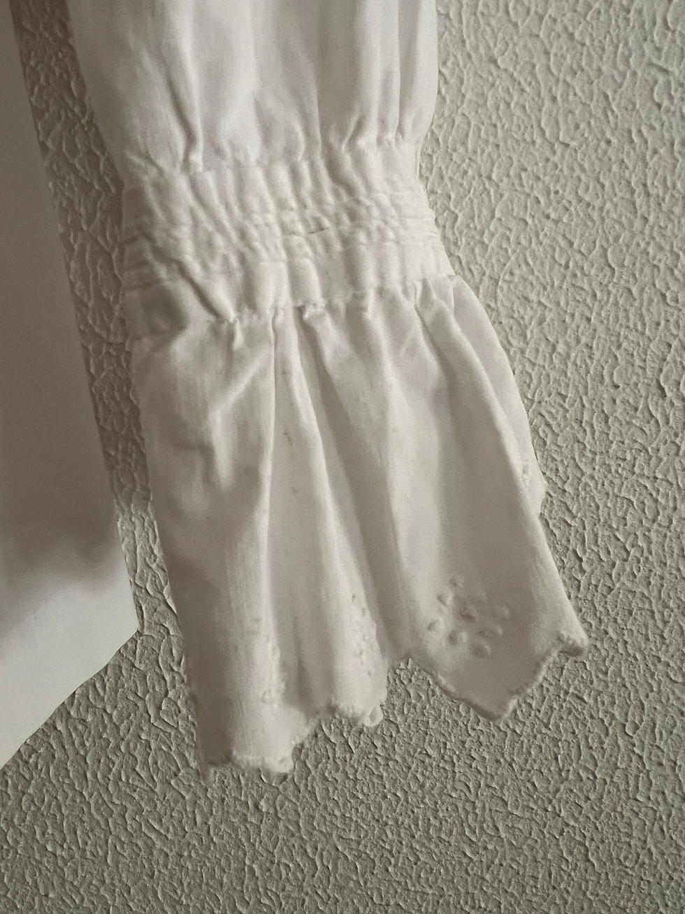 Thumbnail: Antique French Cotton Chemise with Ruffles and Hand Stitched Detail