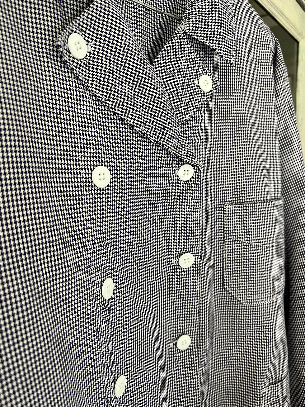Thumbnail: Vintage 1960s French Cotton Houndstooth Butcher's Jacket