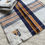 Thumbnail: Set of 11 Vintage French Cotton Check Napkins Blue, Orange Monogrammed RD