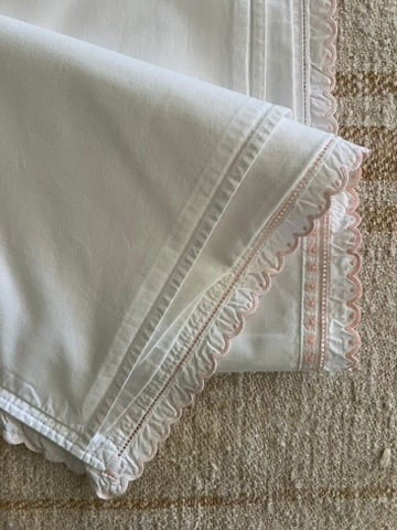 Thumbnail: Single European Pillowcase Pink Embroidered Monogram DS