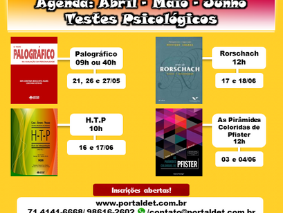 Agenda: Testes Psicológicos | Abril - Maio - Junho 2017