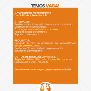 VAGA: Estágio Administrativo (SSA)