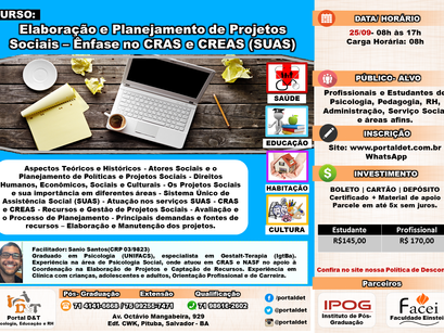 CURSO: Elaboração e Planejamento De Projetos Sociais- Ênfase no CRAS e CREAS (SUAS)