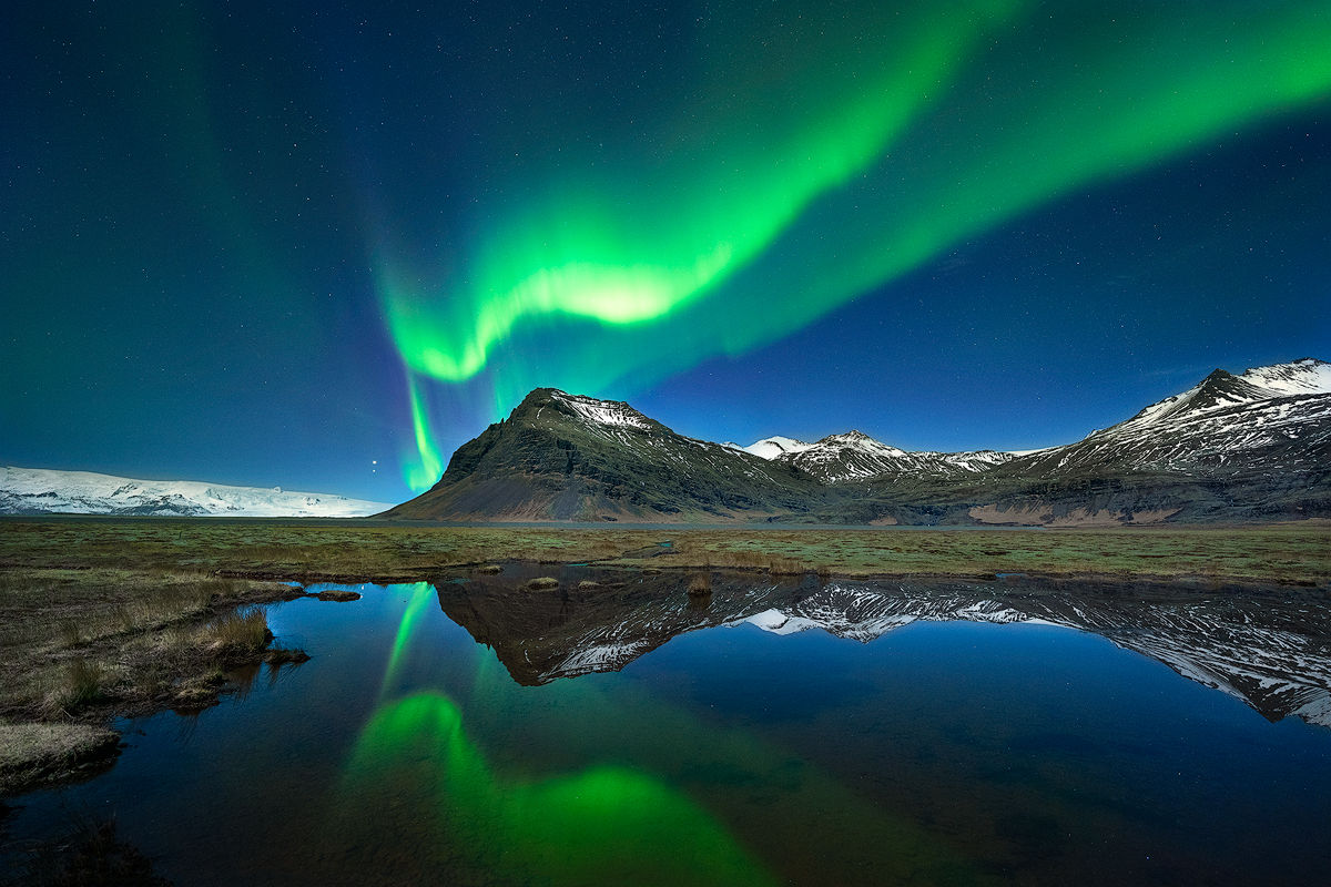 Iceland Aurora with Jupiter and Venus