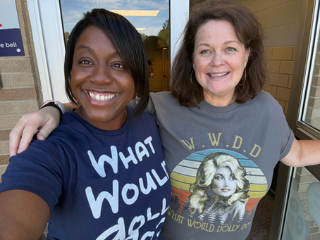 Myla and Shelly in WWDD shirts