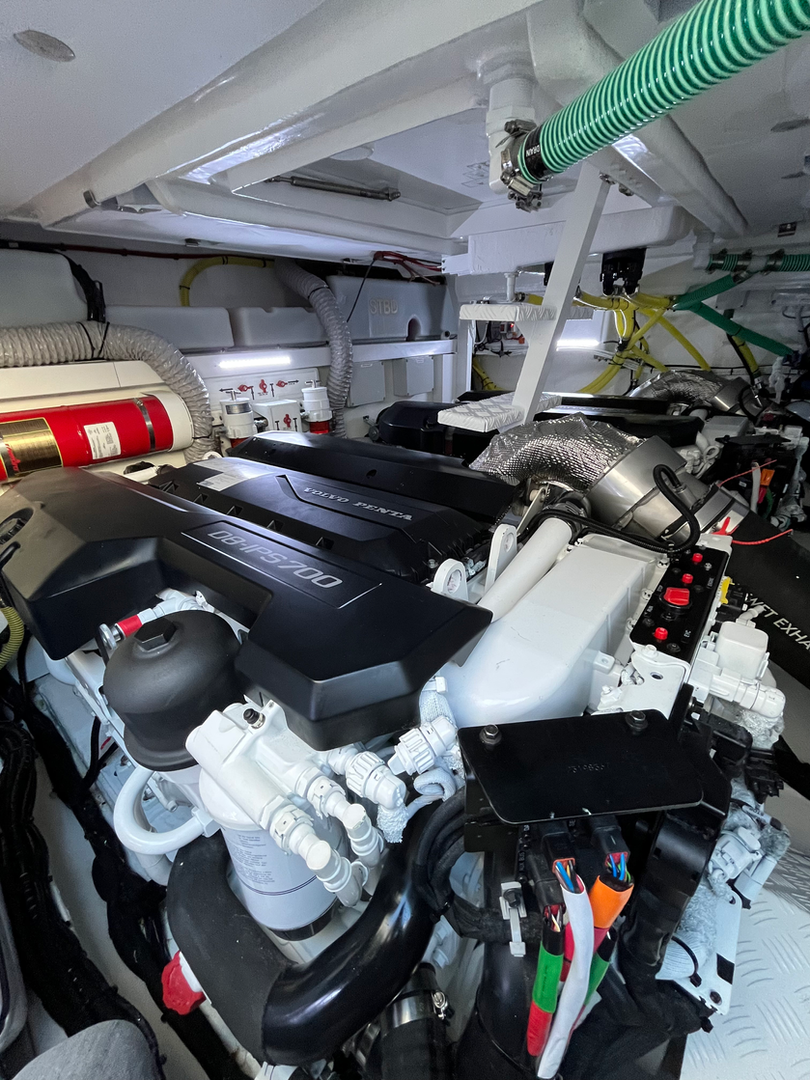 Boat engine room with powerful motors