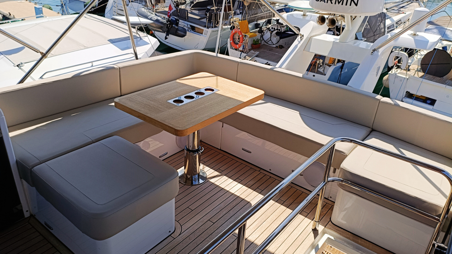 Boat's cockpit with table and seating