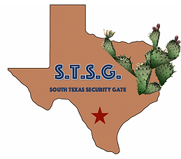Company logo, Texas shape with Cacti and S.T.S.G. South Texas Security Gate
